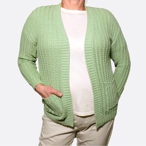 American Eagle Mint Green Open Knit Cardigan Sweater Pockets 0X Plus Soft Girl